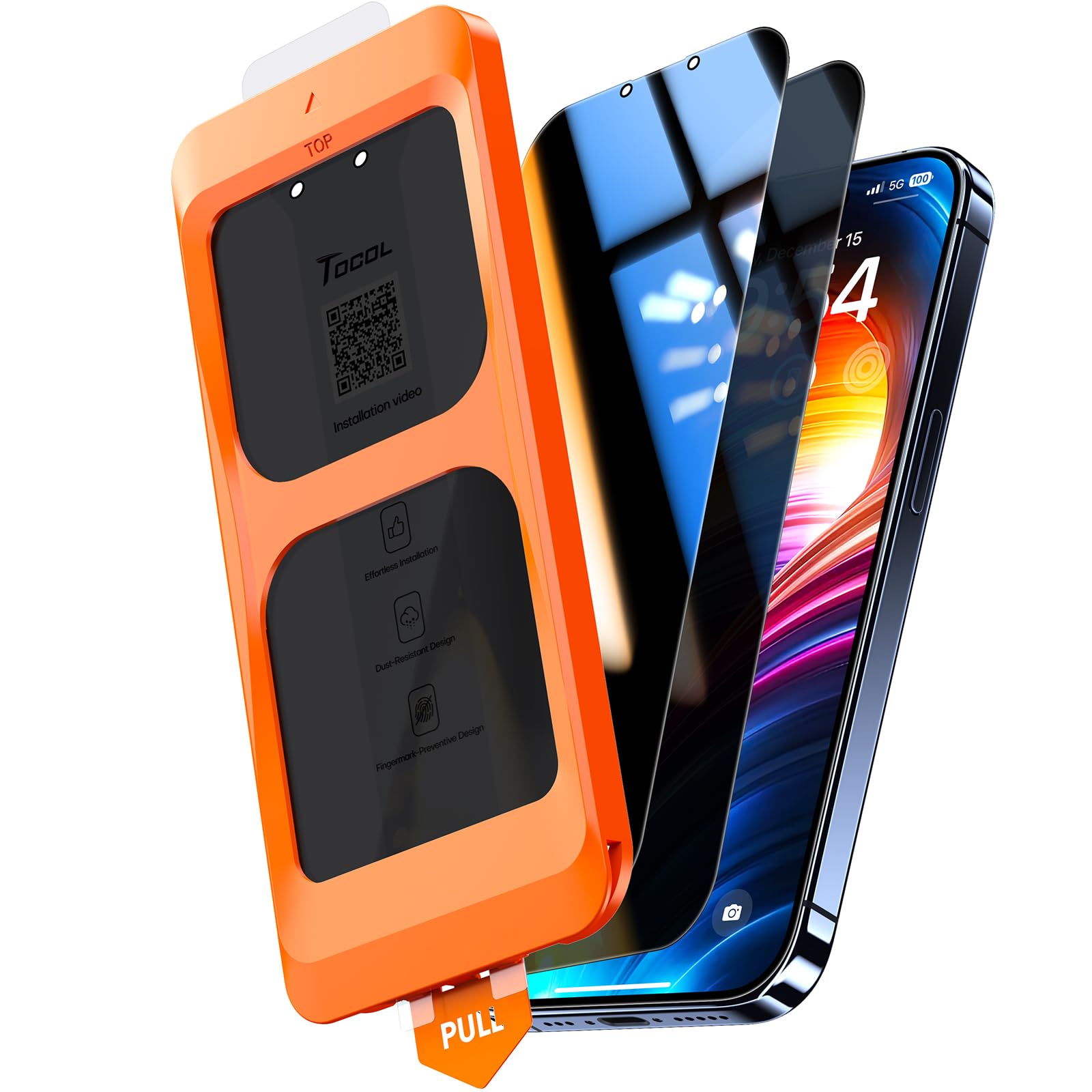 TOCOL for iPhone 13 Pro Max / 14 Plus Privacy Screen Protector [True 25°Anti Spy