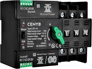 Automatic/Manual Transfer Switch for Home Generator 3P 100A AC110V Uninterrupted Power Supply DIN Rail Mount Toggle Changeover Module