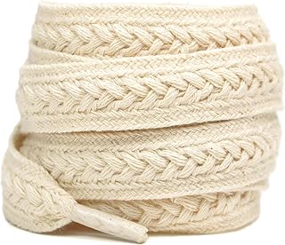 Thick Flat Shoe Laces - Wide Cotton Wheat Pattern Shoelaces for Sneakers 1 Pair