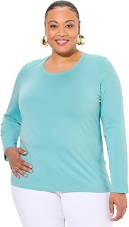 Ulla Popken Shirt, Slim, Rundhalsausschnitt, Langarm Maillot de Tunique Femme (Lot de 1)
