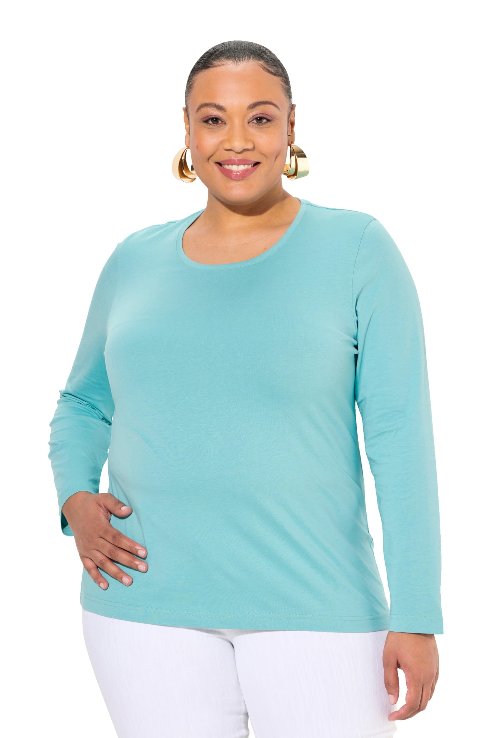 Ulla Popken Shirt, Slim, Rundhalsausschnitt, Langarm Maillot de Tunique Femme (L