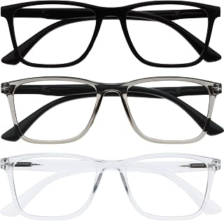 OPULIZE NYX Blue Light Blocking Reading Glasses - Rectangular Frame - UV Anti-Glare Eyewear - Improve Sleep Computer Gaming - Reduce Headaches Eyestrain Protection - Rectangular Frame - Mens Womens