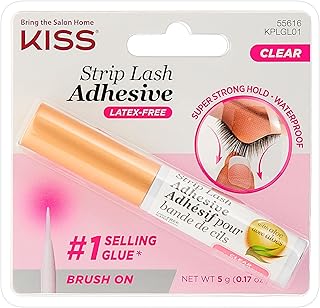 Kiss Lash Adhesive, Lash Glue, 24hr Strip Eyelash Adhesive, Clear, Includes Lash Adhesive, Long Lasting Wear, Can Be Used with Strip Lashes and Lash Clusters