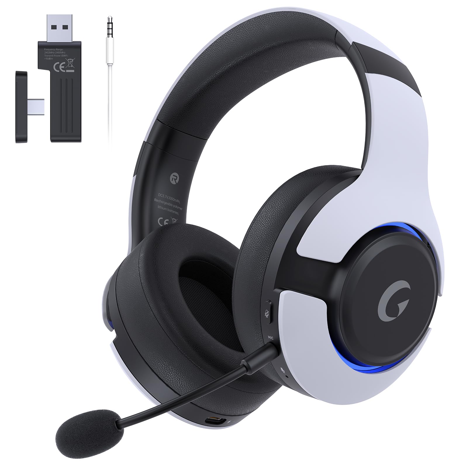 syndesmos Wireless PS5 Headset, 2.4GHz Gaming Headset for PS5, PC, Switch, Bluet