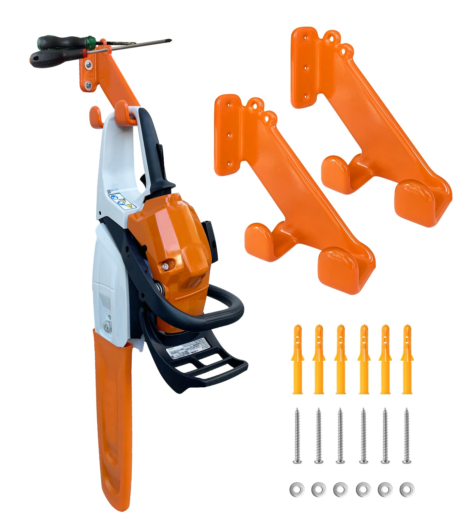 Chainsaw Hanger, 2 Pack Chainsaw Holder Wall Mount, Chain Saw Storage Rack | Hea