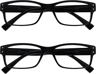 OPULIZE The Company Reading Glasses Pack 2 Men Black Large Designer Style Readers Spring Hinges RR11-1 +1.00