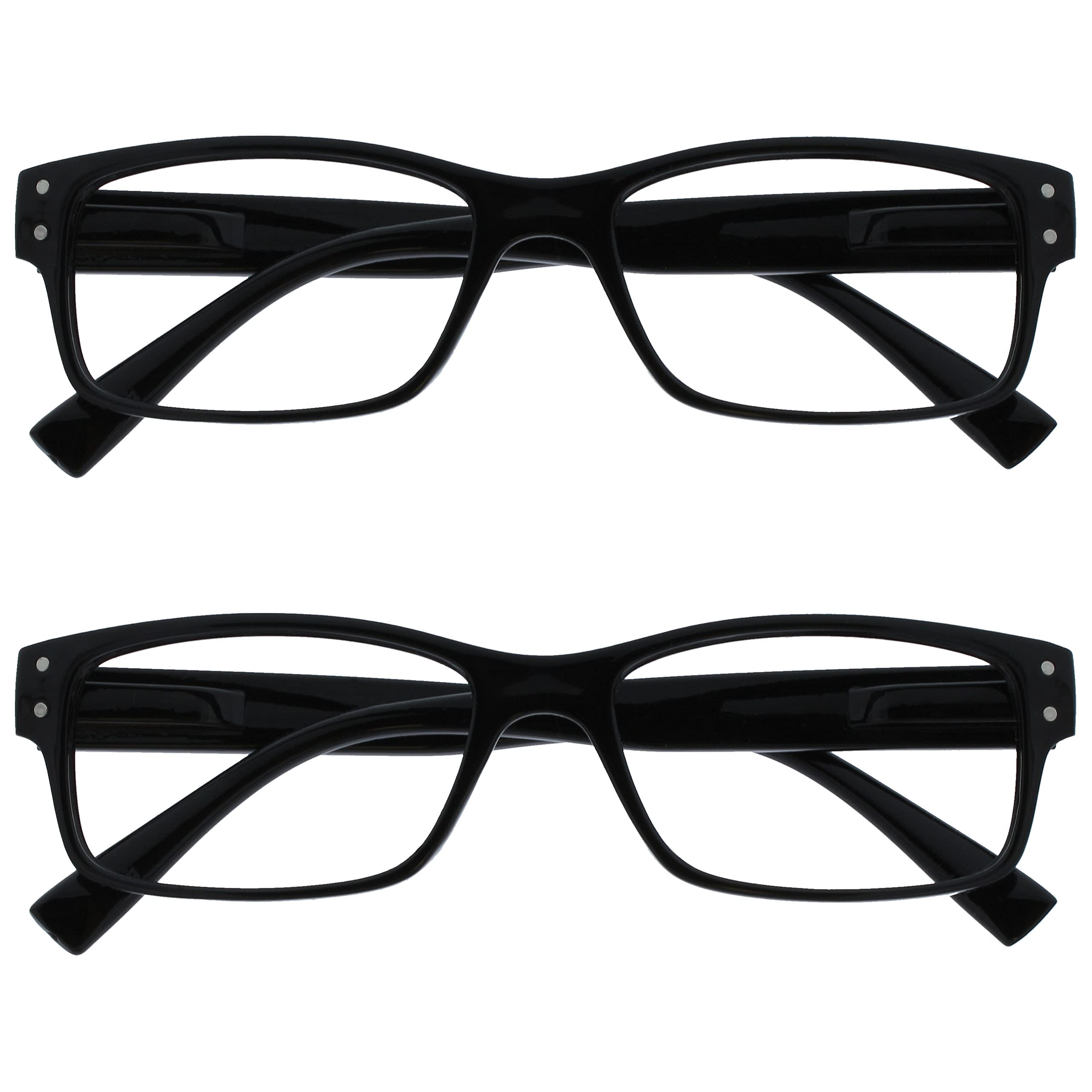 OPULIZE The Company Reading Glasses Pack 2 Men Black Large Designer Style Reader