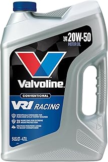 Valvoline VR1 Racing SAE 20W-50 Motor Oil 5 QT | America’s #1 Racing Oil, 2X more zinc, extreme wear protection, maximum horsepower, enhanced thermal stability