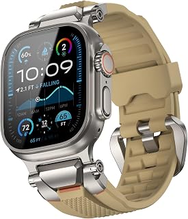 ULTIMAL Compatible with Apple Watch Band Ultra2/Ultra 49mm Men Series 10/9/8/SE2/7/6/SE/5/4/3 46mm/45mm/44mm/42mm, iWatch Sport Bands Rugged TPU Metal