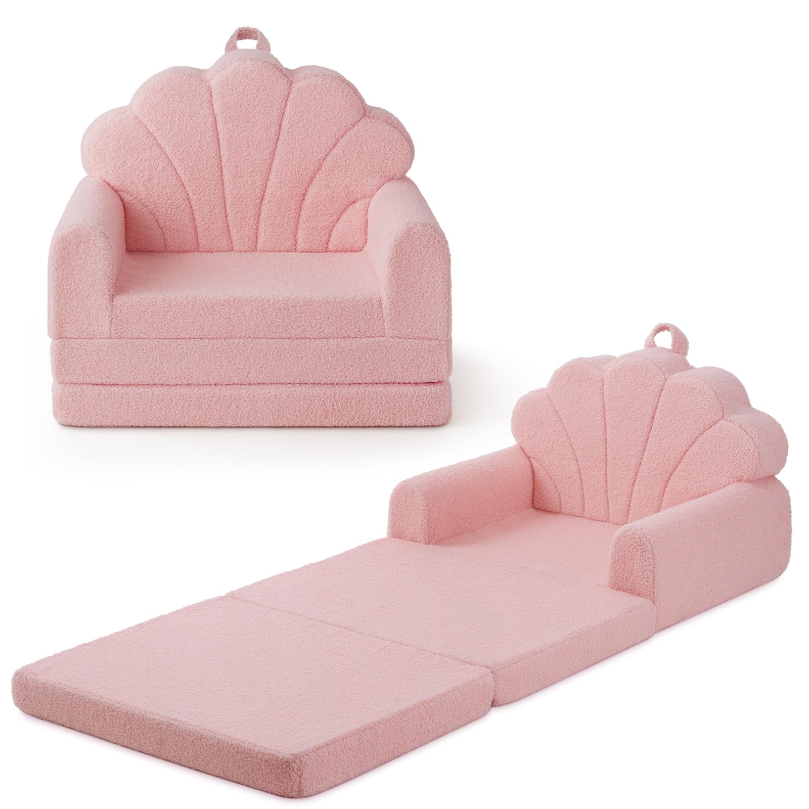 Blissful Diary Kids Couch, 2-in-1 Soft Toddler Couch Fold Out, Toddler Chair Com