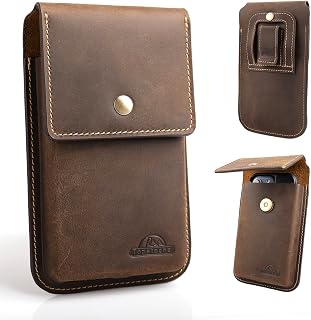 Topstache Custodia in pelle per cintura, custodia per cellulare con clip da cintura per S23 S22, grande custodia per telefono per iPhone 14 13 Pro, custodia universale in pelle per smartphone, adatta