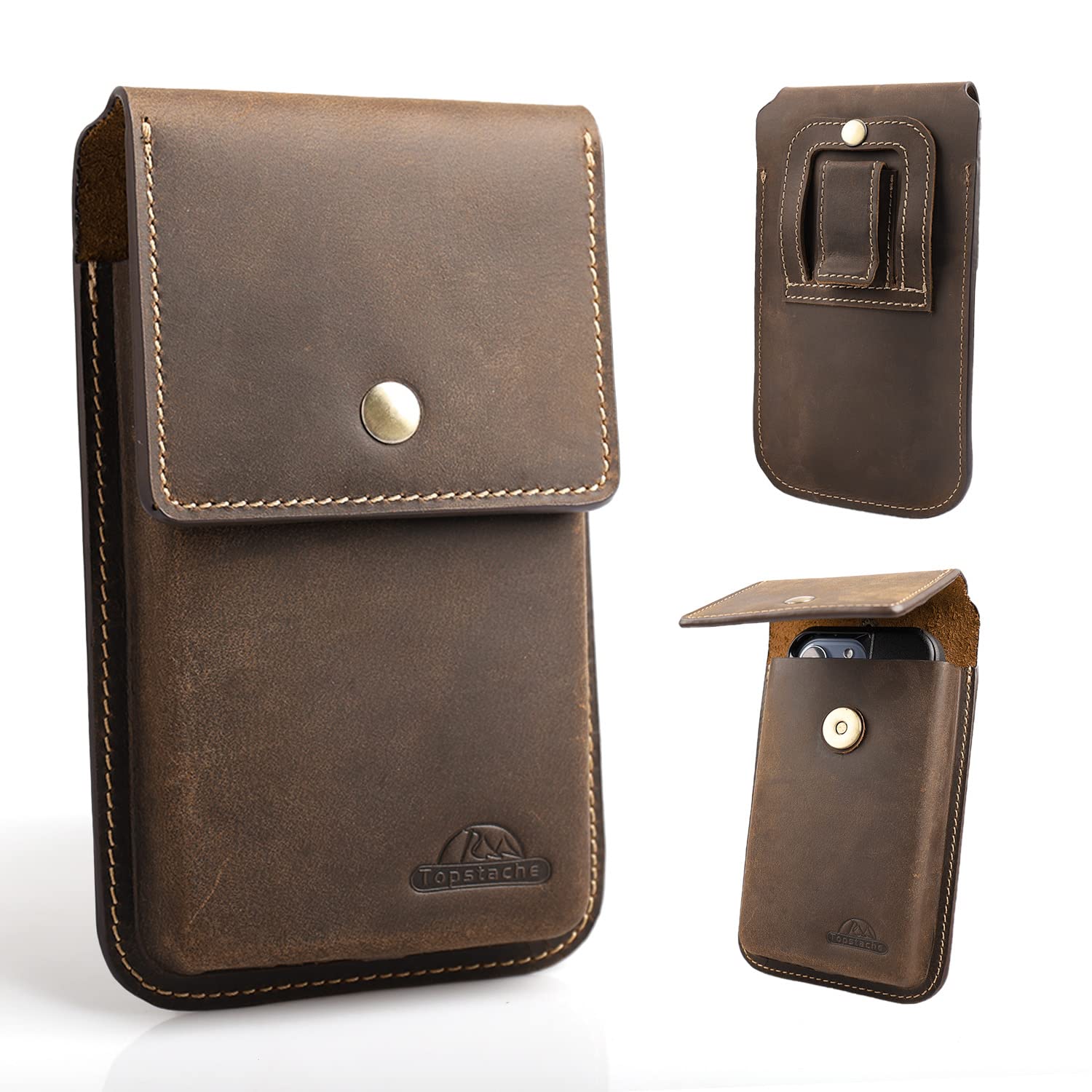 Topstache Custodia in pelle per cintura, custodia per cellulare con clip da cint