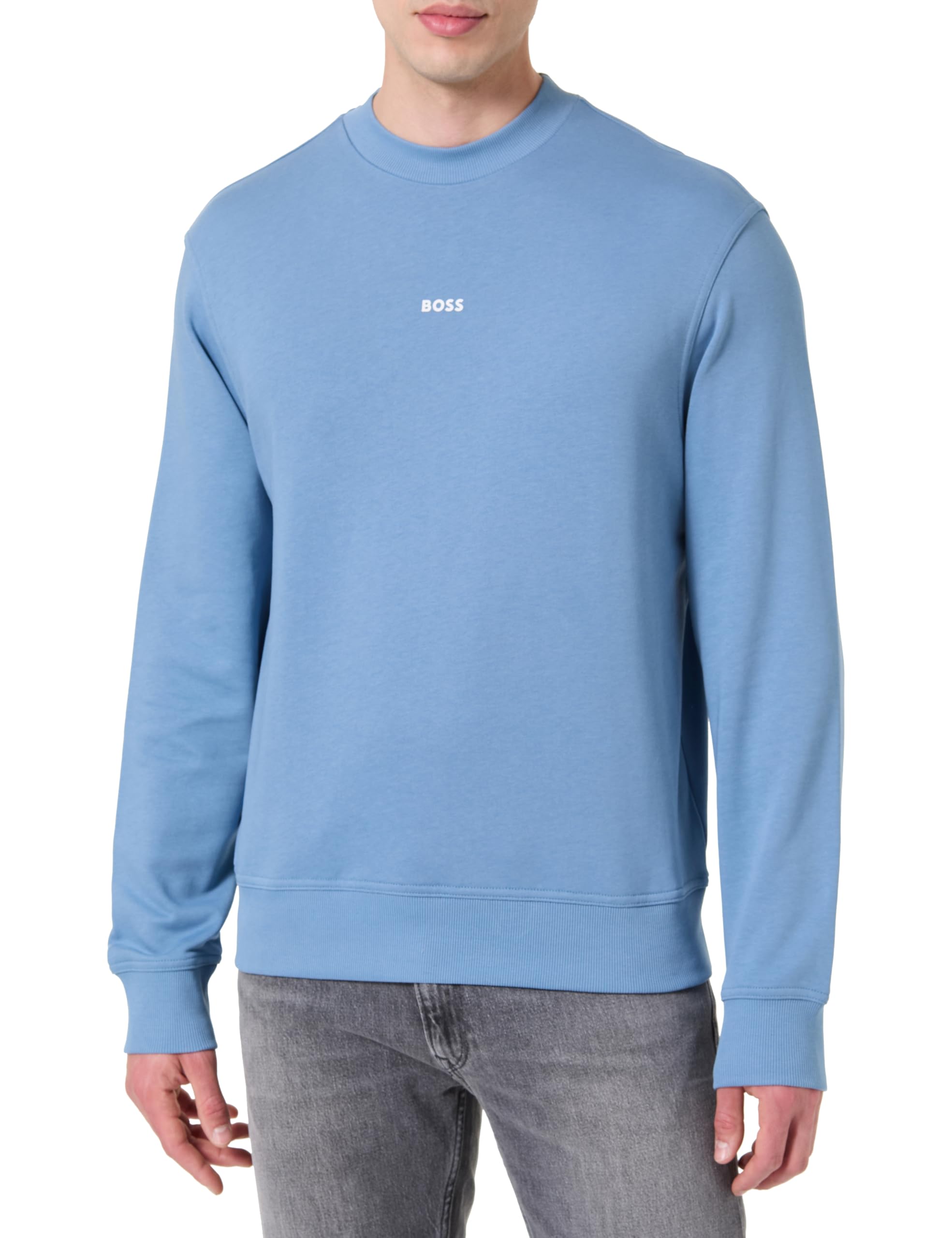 BOSS Cotton Terry Sweatshirt with Logo Print