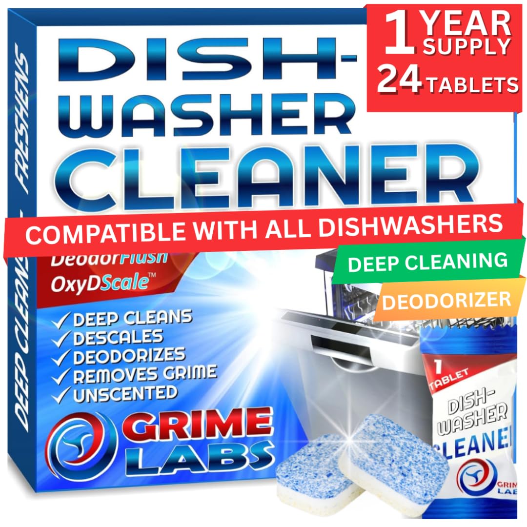 Dishwasher Cleaner Deodorizer Descaler Tablets, 24 pack Heavy Duty Deep Clean an