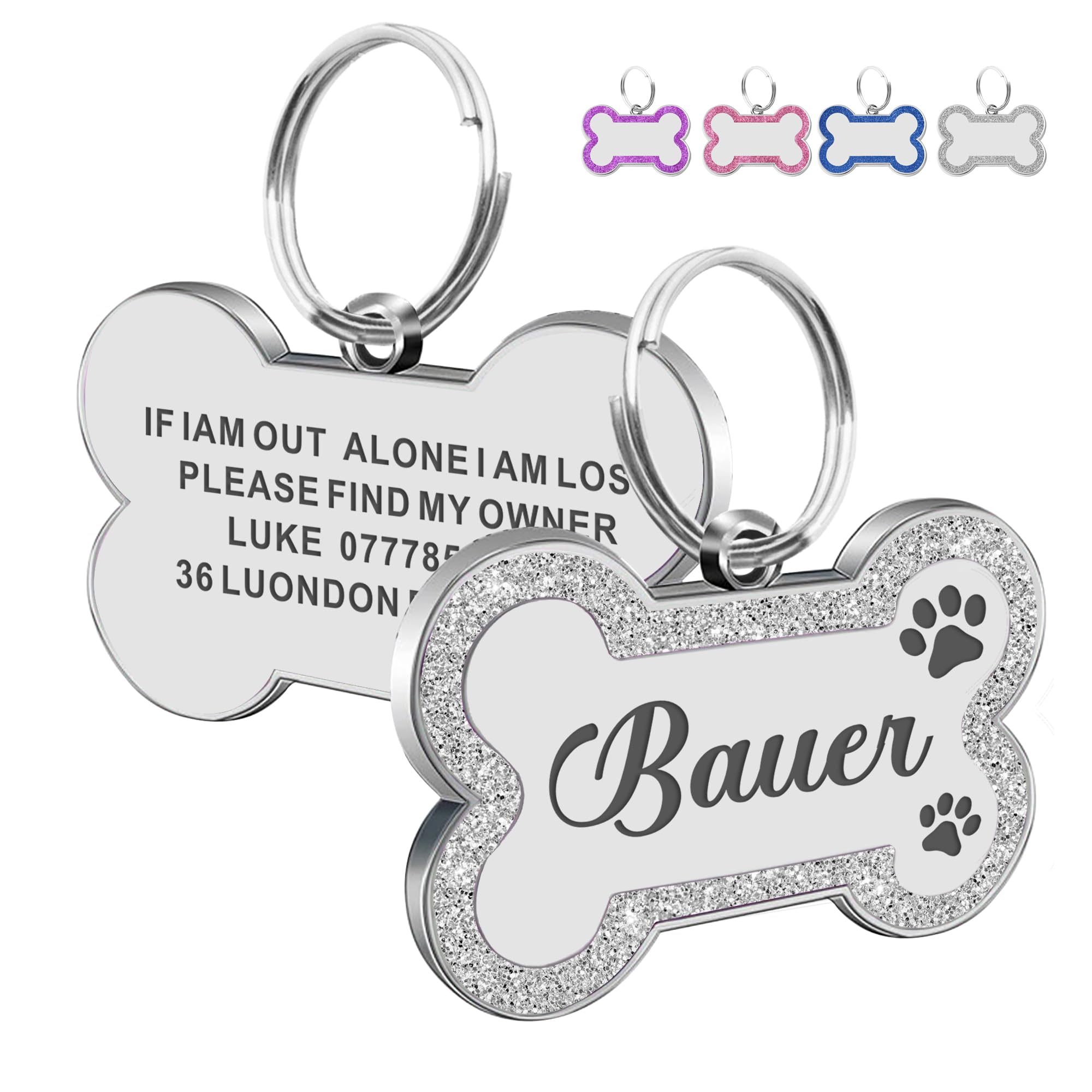 Dog Tags for Pets Engraved UK Personalised ID Tags for Dogs with Any Name & Text