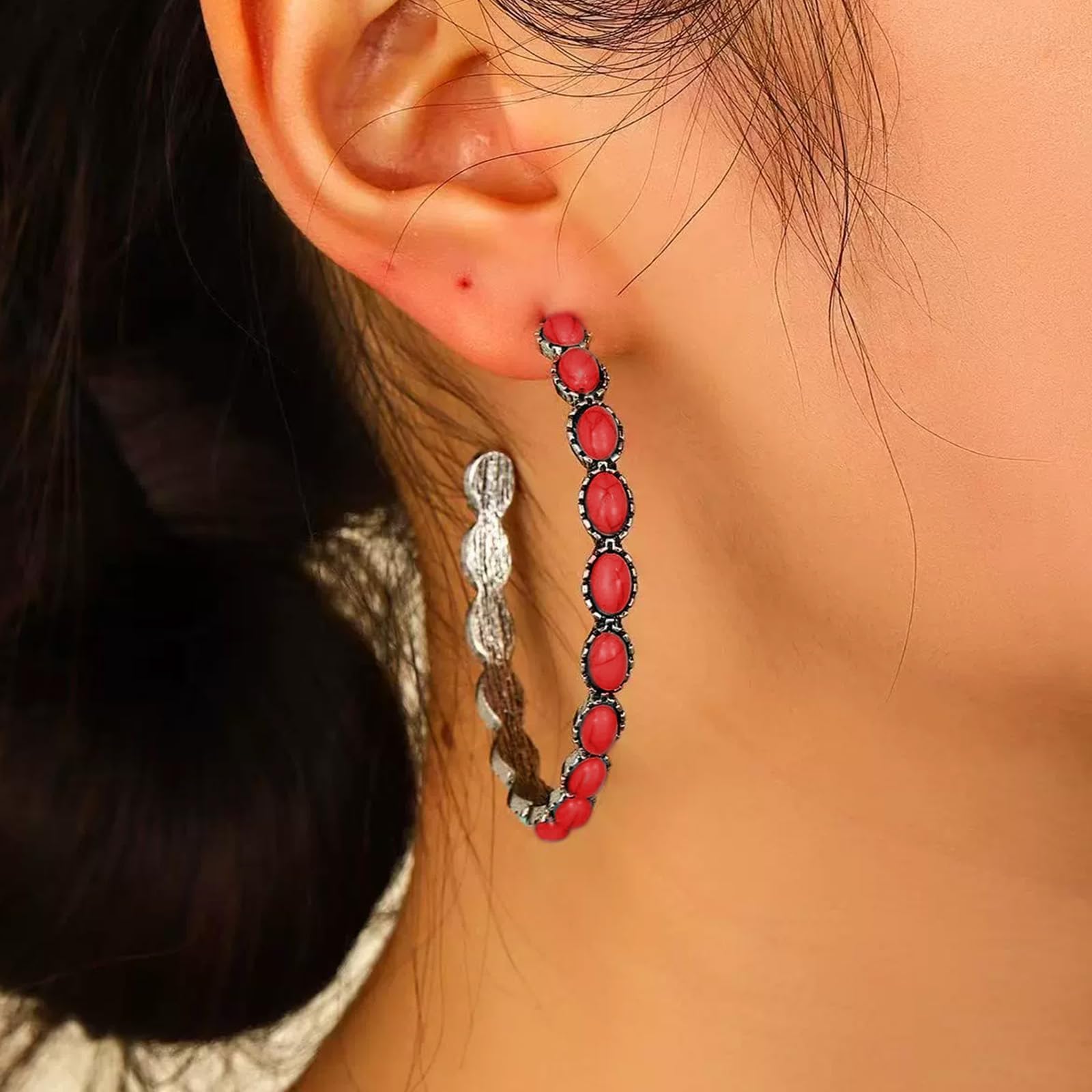 Turquoise Earrings for Women Western Style Gold Turquoise Jewelry Boho Chic Earr