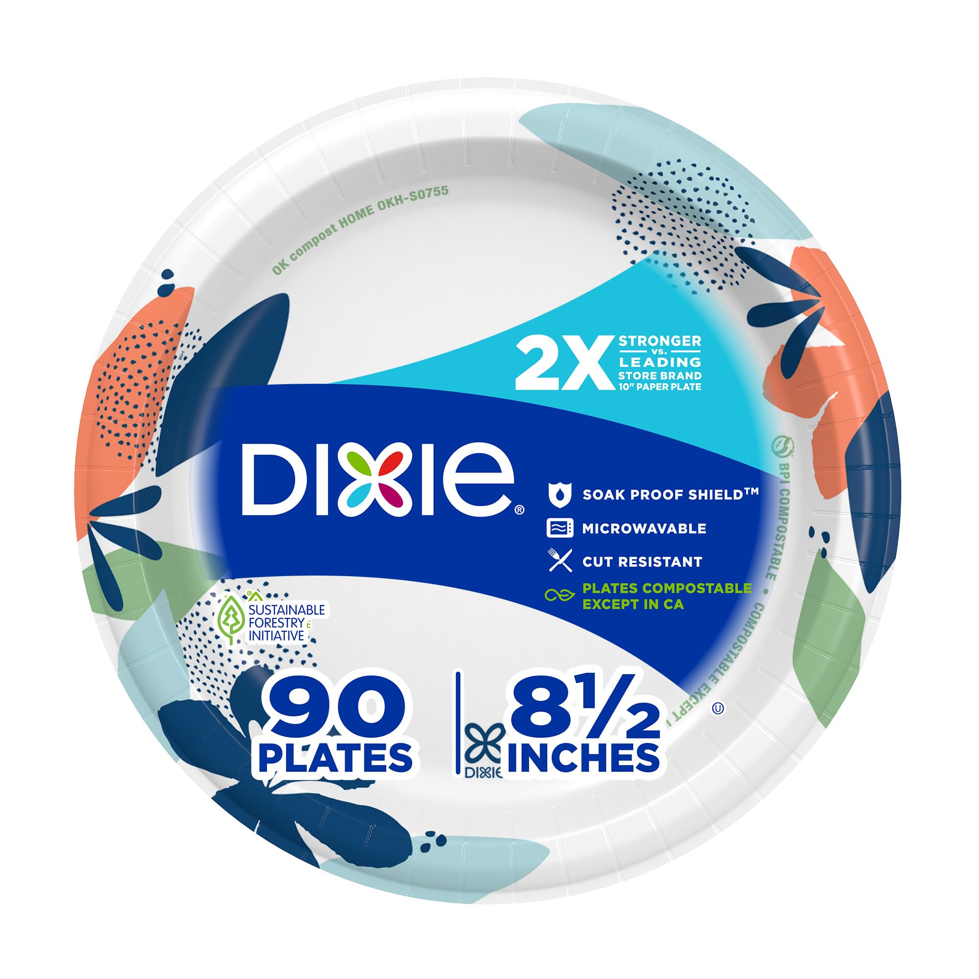 Dixie Paper Plates 8.5 Inch, 90 Count, Disposable Plates | For parties as desser