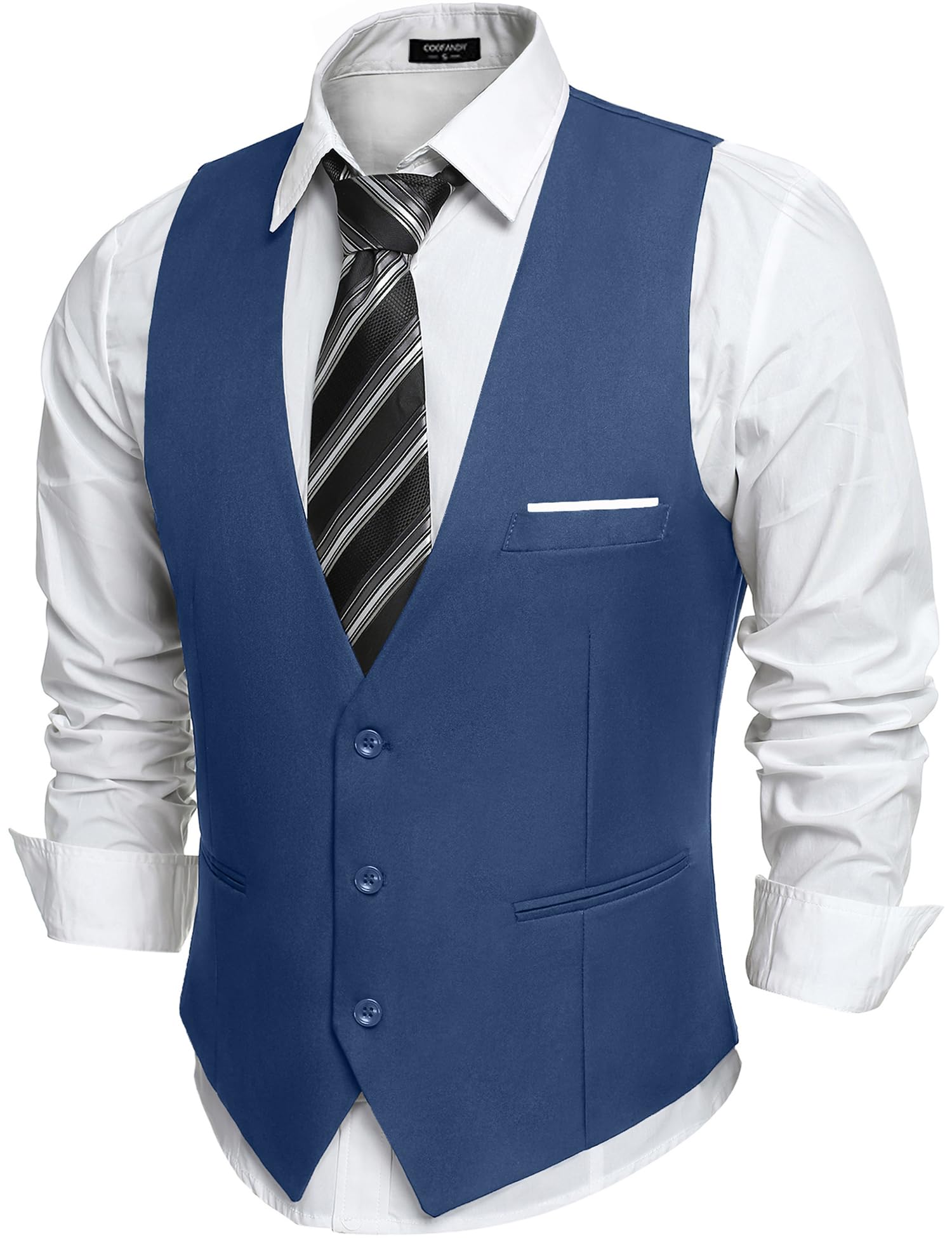 COOFANDY - Chaleco de traje de corte ceñido para hombre, chaleco formal para tra