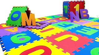 Little fun times Alphabet Play Mat for Baby Large 60 Pieces 12inch. Total 71.5x71.5 inch 36 SqFt Interlocking Floor Puzzle EVA Tiles Playmat for Toddler and Kids Letters and Numbers with Edges.