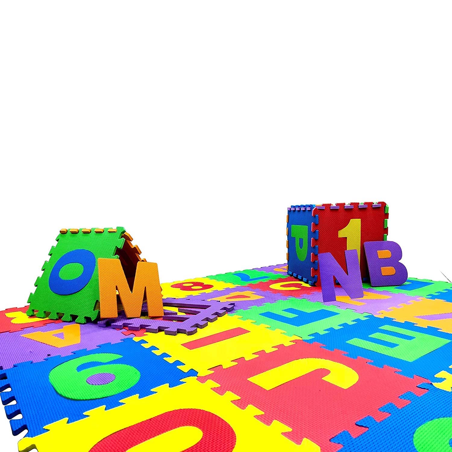 Little fun times Alphabet Play Mat for Baby Large 60 Pieces 12inch. Total 71.5x7