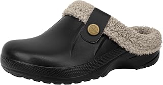 ChayChax Women's Winter Furry Clogs Men Slippers Warm Plush House Slippers Waterproof Garden Shoes Indoor and Outdoor