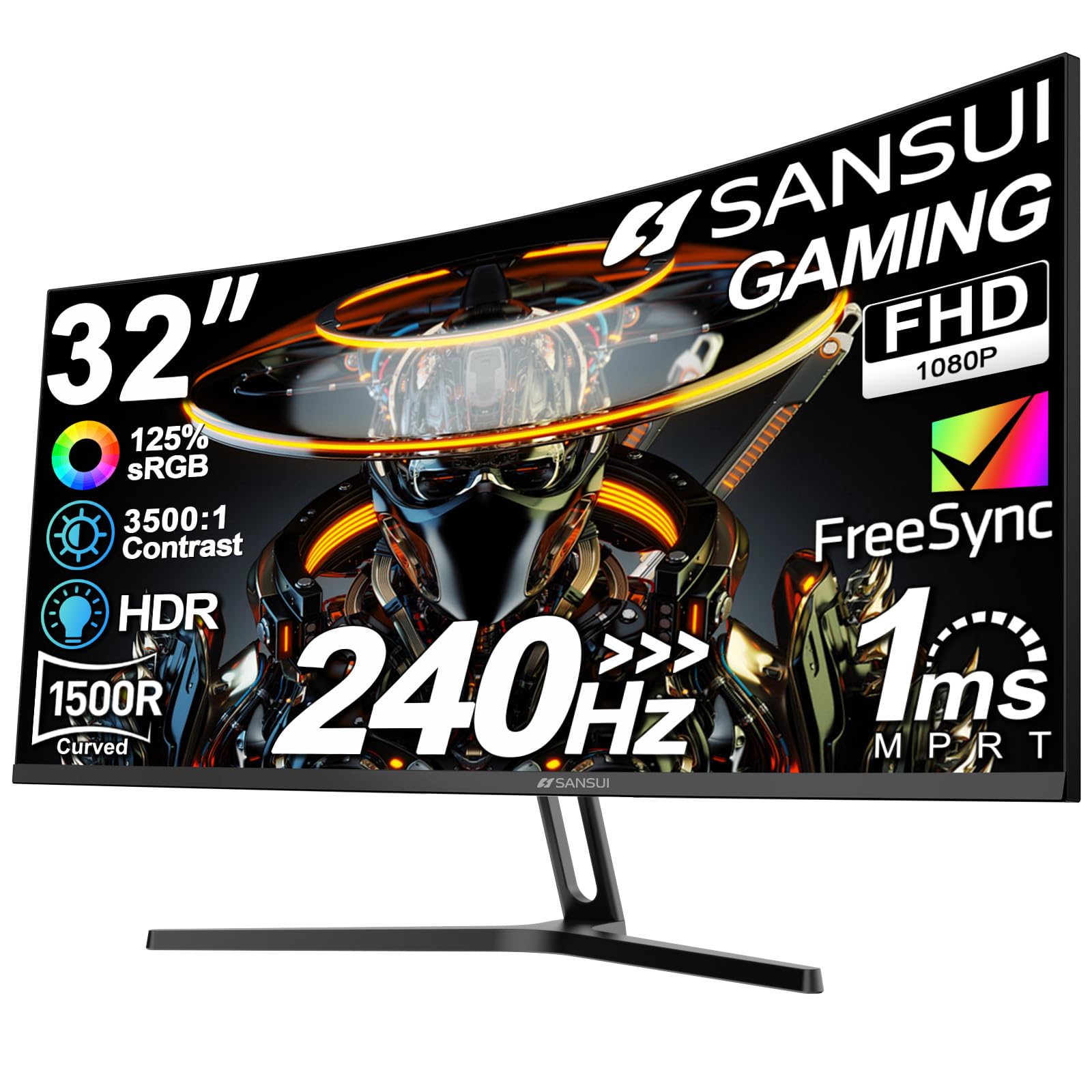 SANSUI 32 Inch Curved 240Hz Gaming Monitor High Refresh Rate, FHD 1080P | Gaming