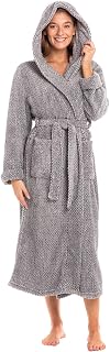 Alexander Del Rossa Women's Soft Plush Fleece Robe with Hood, Long Warm Hooded Bathrobe