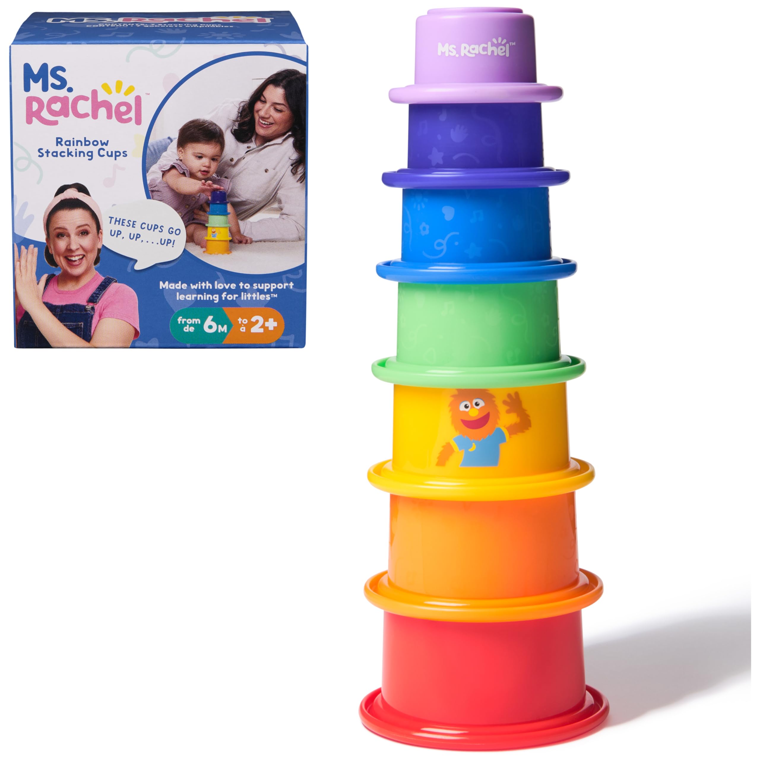 Ms. Rachel Rainbow Stacking Cups, 7-Piece Rainbow Learning Toy | Seven Piece Nes