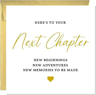 Printperfect - Congratulations Next Chapter Card - Good Luck Cards, Leaving Cards, New Job, New Home Cards, Retirement, 'Here's To Your Next Chapter' Men, Women, promotion, university, new baby