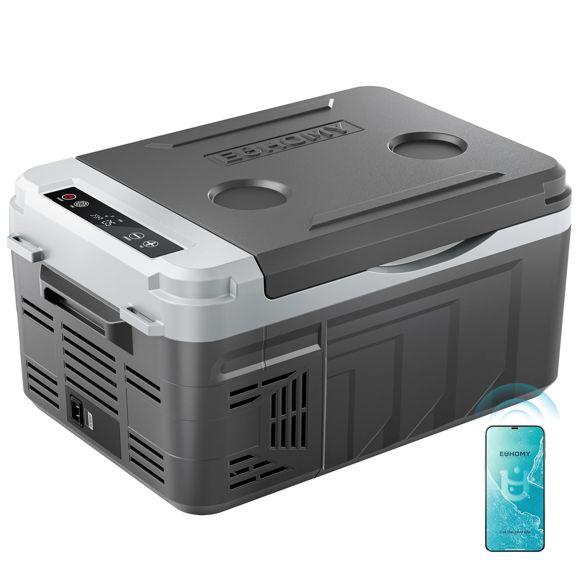 EUHOMY 12QT 12 Volt Refrigerator, Portable Car Fridge with App Control | No Ice 