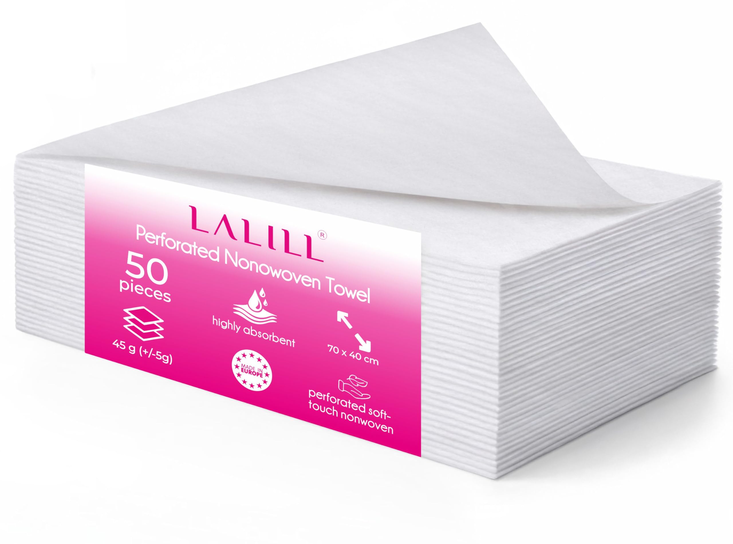LALILL Disposable Non-Woven Towels 70 x 40 cm - 50 Pieces - Perforated Hygienic 