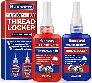 Thread Lock Blue and Red, Threadlocker Medium and High Strength, Thread Locker for Nuts, Bolts, Fasteners and Metals, Against Losening and Leakage (50 mlx2)