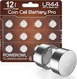 POWEROWL 12 Pcs LR44 Batteries for Watches, Christmas decorations, Bottle Lights, and Small Electronics
