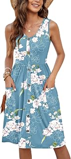 MOLERANI Women Summer Sleeveless V-Neck Midi Dress with Pockets