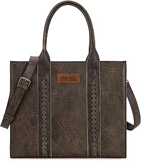 Montana West × Wrangler - Bolsos tote para mujer, bolsos de mano para trabajo con asa superior y correa, e-café, Large
