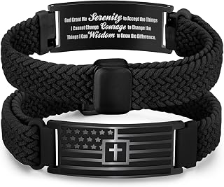 VNOX American Flag Cross Bible Verse Bracelet for Men Teen Boys Kids Stocking Stuffers,Religious Christian Jewelry Mens Easter Valentines Baptism Birthday Gift Ideas