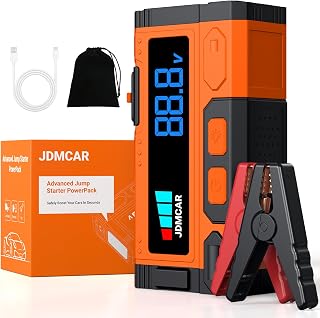 JDMCAR Booster Car Battery 10000A 14.8V up to 10.0L Gas/9.0L Diesel | Powerful Performance 10000A, 14.8V, Portable, LED Lights, Smart Clamps Multiple Protection Auto Motorcycle