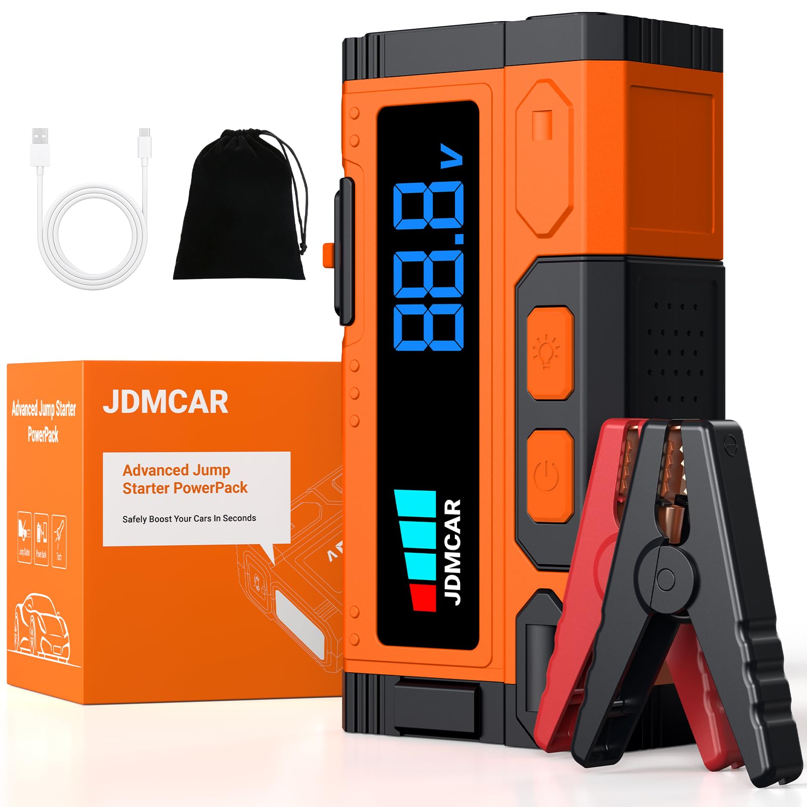 JDMCAR Booster Car Battery 10000A 14.8V up to 10.0L Gas/9.0L Diesel | Powerful P