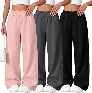 3 Pack Girls Wide Leg Sweatpants Kids Baggy Pants