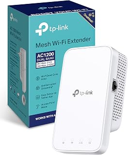 TP-Link RE330 AC1200 WiFi 5 Repeater Dual Band Ethernet Port | WiFi Signal Amplifier Compatible with EasyMesh Access Point Mode. WPS button for Easy Setup. Tether app.