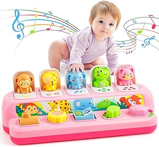 Duchong Toys for 1 Year Old Girls, Interactive Pop Up Toy with Music & Light, Montessori Learning Toys for Infant Baby Toddler 9-12-18 Months, First 1st Birthday Gifts for Girls Boys