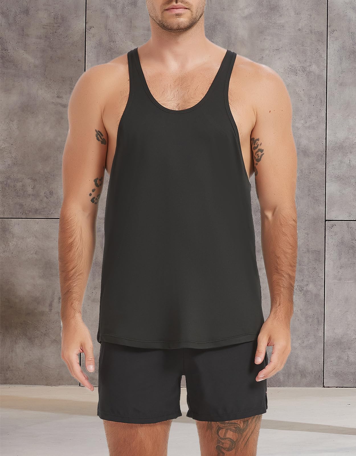 Mens Muscle Training Tank Top Sleeveless Low Cut