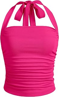 SOLY HUX Women's Y2K Ruched Halter Tops for Women