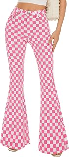 Bell Bottom Jeans for Women High Waist Stretch Plaid Flare Jeans Jeans Bootcut Pants