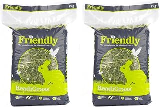 Friendly ReadiGrass Rabbit Food Dried Grass High Fibre Small Animal Food for Rabbits and Guinea Pigs, Natural and Nutritous Foraging Feed Hay Alternative - 1KG (Pack of 2)