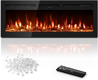 Manastin 50" Electric Fireplace Heater, Multi-Color Recessed Wall Mounted | 13 Flame&12 Ember Colors, 2026 Ultra-Thin, 6 Brightness&Speed, Flame Only 0/750/1500W, Log Crystal for Living Room Home Decor