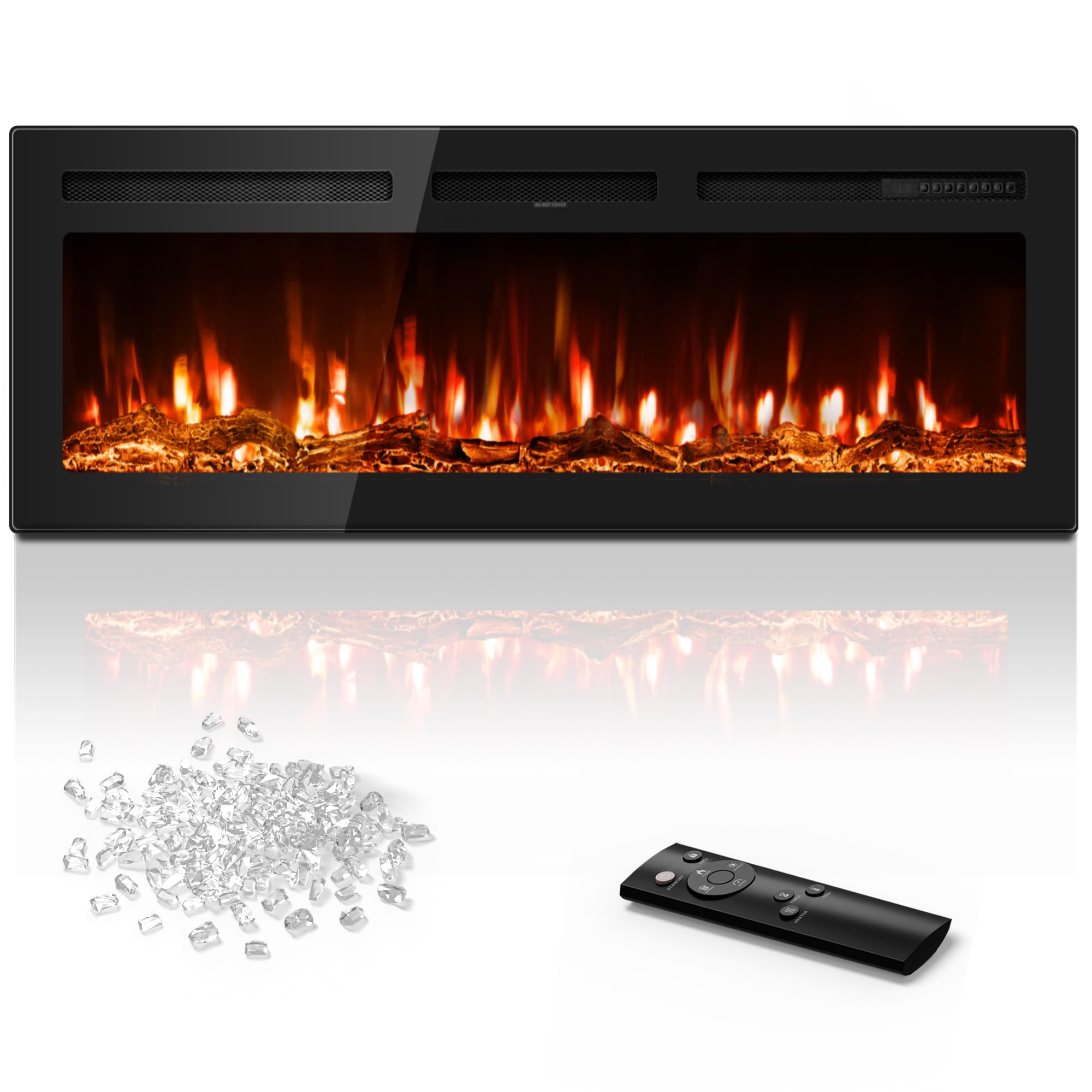 Manastin 50" Electric Fireplace Heater, Multi-Color Recessed Wall Mounted | 13 F