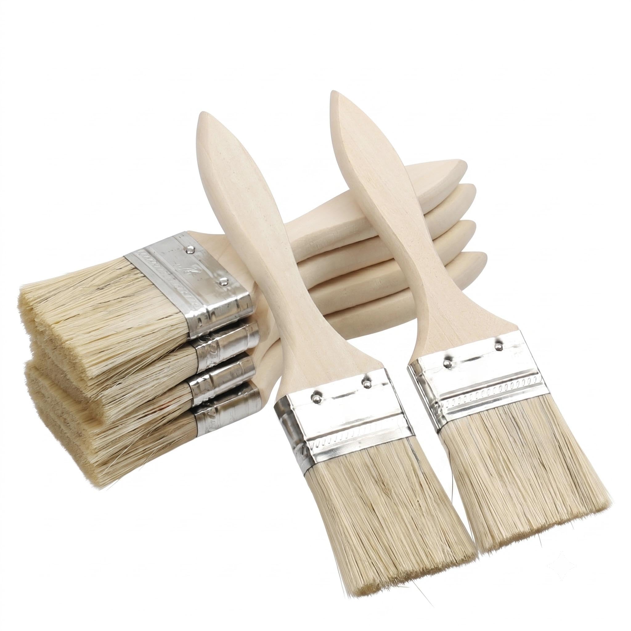 6 Flat Paint Brushes - 1.5" (3.81cm) Wide Brush with Wooden Handle for Acrylic, 