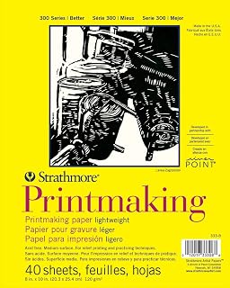 Strathmore 300 Series Printmaking Paper Pad, Glue Bound, 8x10 inches, 40 Sheets (120g) - Artist Paper for Adults and Students - Block Printing, Linocut, Screen Printing