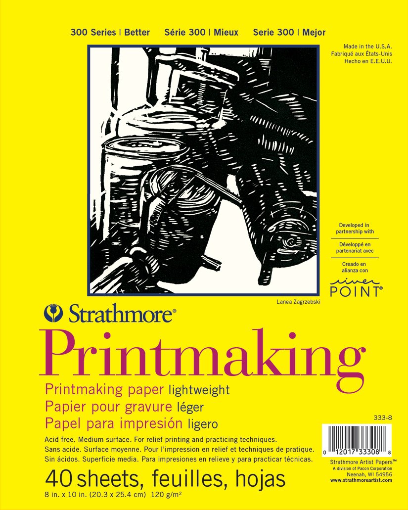 Strathmore 300 Series Printmaking Paper Pad, Glue Bound, 8x10 inches, 40 Sheets 